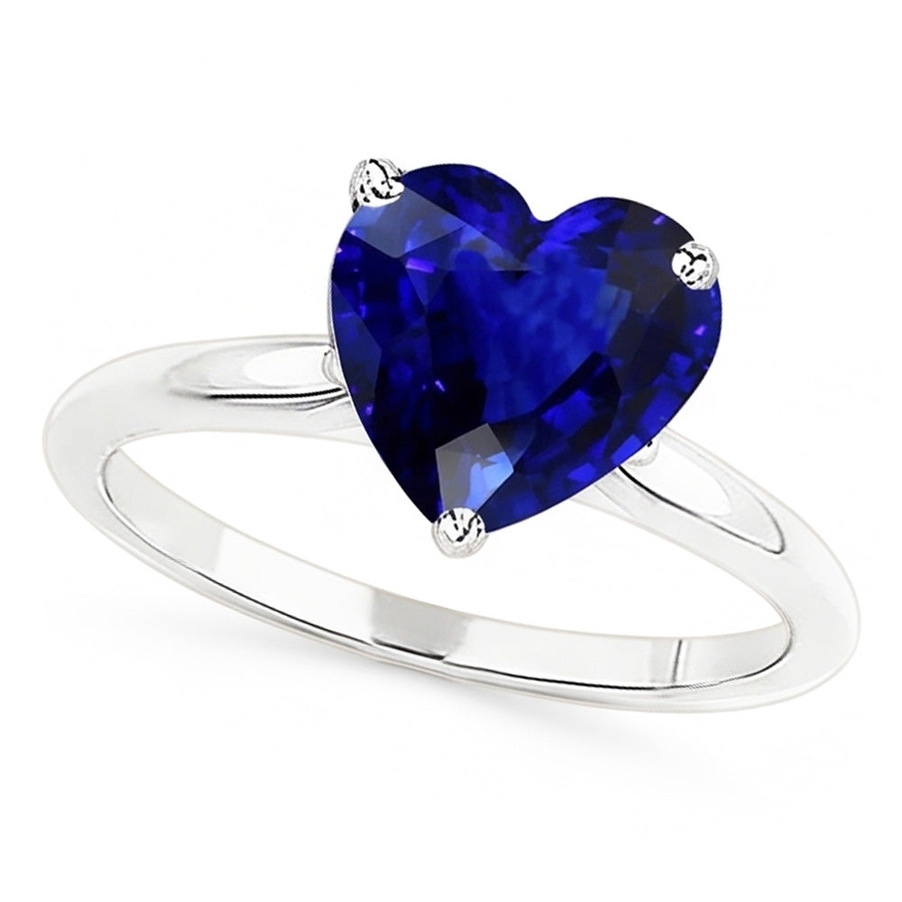 Ceylon Sapphire Solitaire Ring Heart Cut White Gold 2.50 Carats
