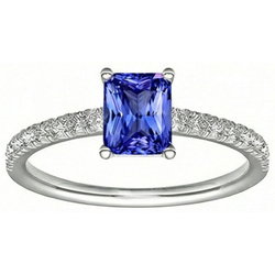 Natural Sapphire Ring 3ct - White Gold 14K