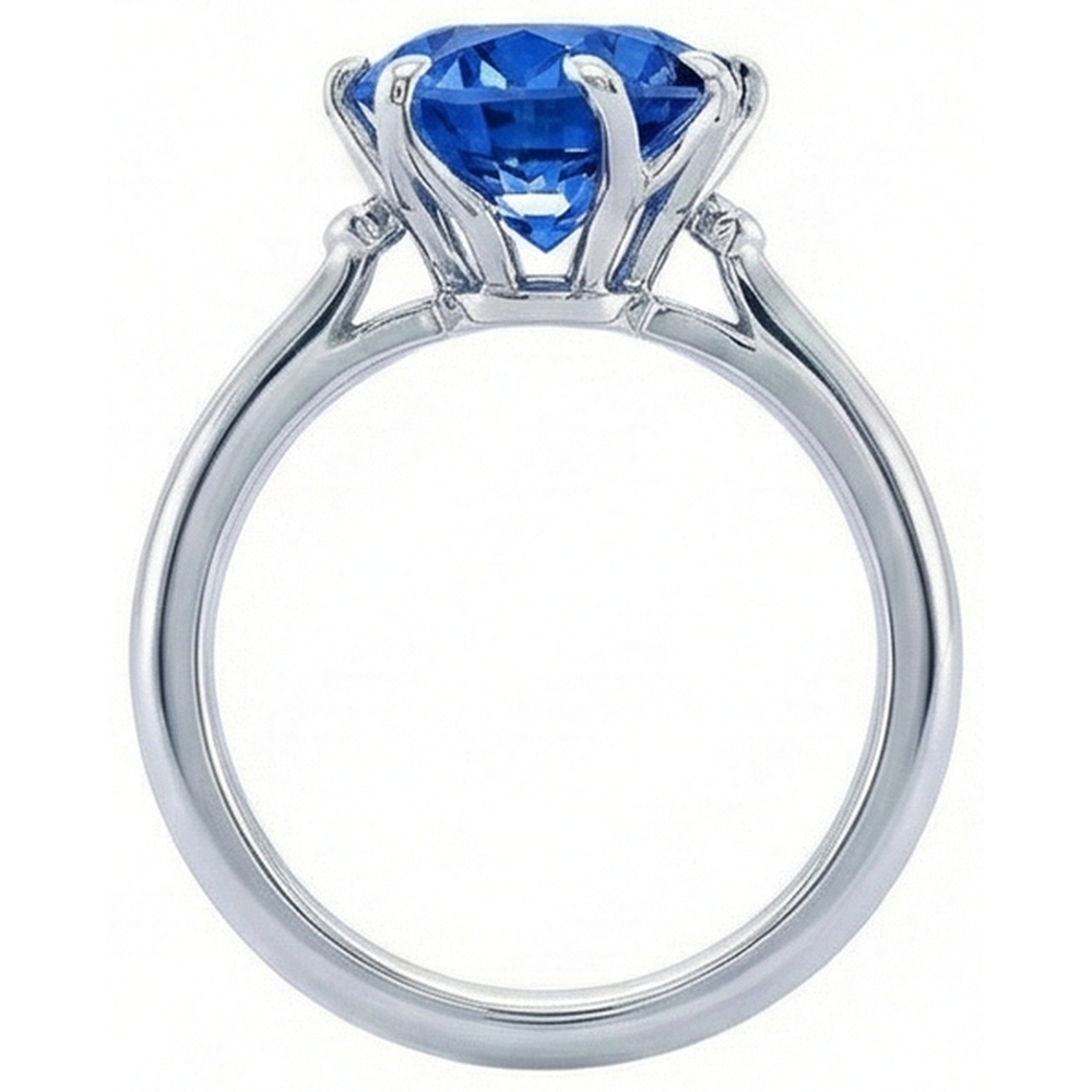 Ceylon Sapphire With Natural Earth Mined Diamond ( Not Lab Grown )s 1.90 Ct Ring White Gold 14K