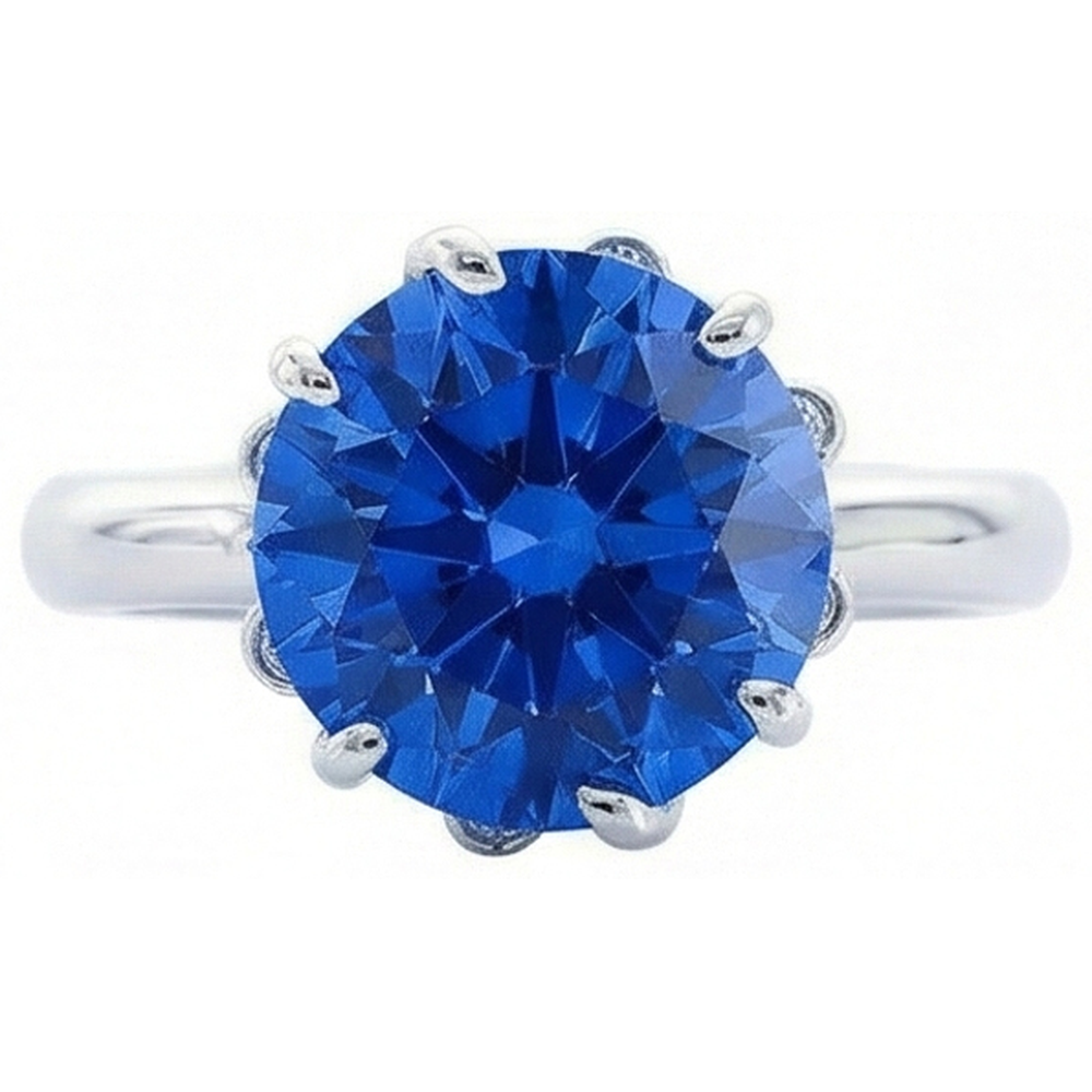 Ceylon Sapphire With Natural Earth Mined Diamond ( Not Lab Grown )s 1.90 Ct Ring White Gold 14K