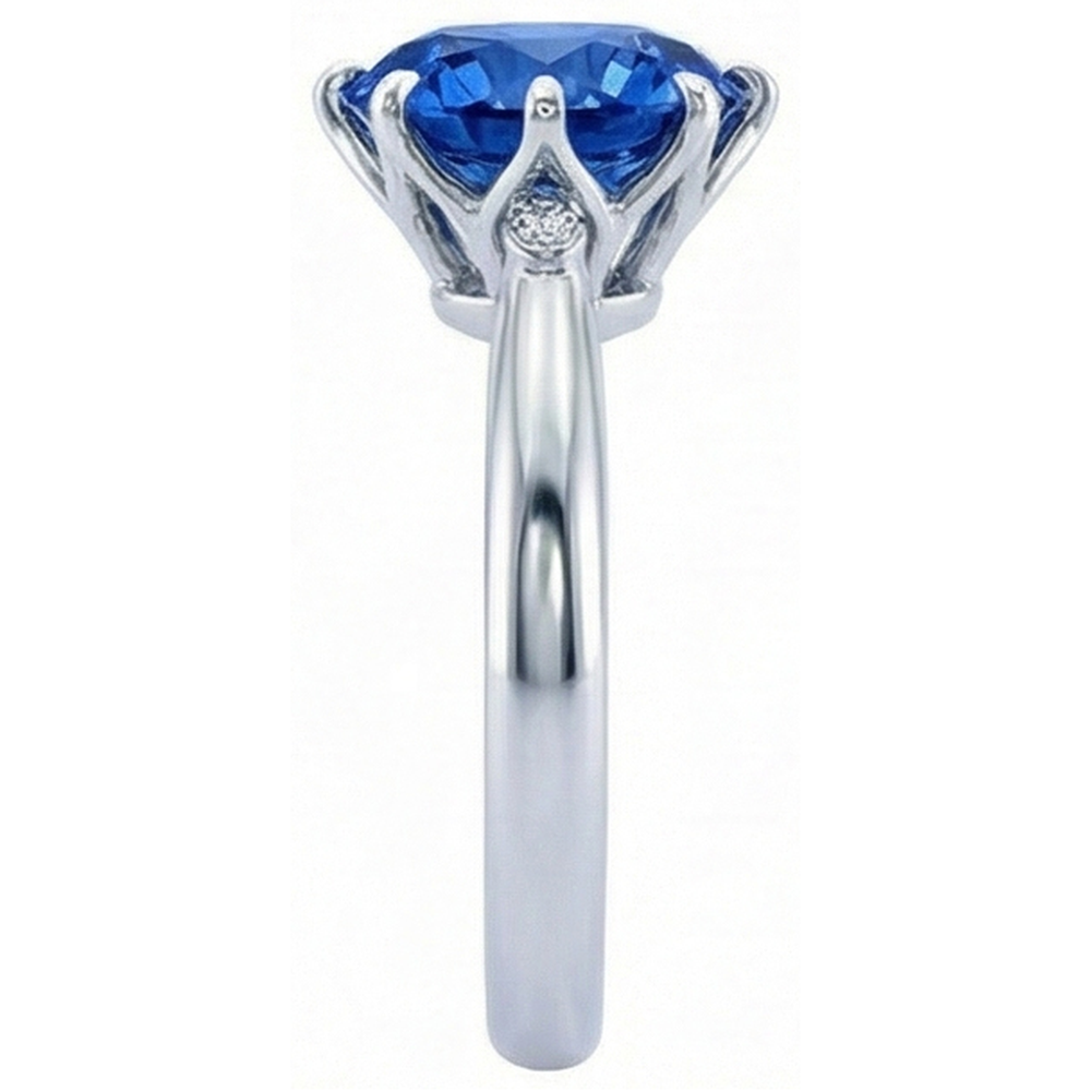 Ceylon Sapphire With Natural Earth Mined Diamond ( Not Lab Grown )s 1.90 Ct Ring White Gold 14K