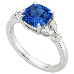 Ceylon Sapphire With Natural Earth Mined Diamond ( Not Lab Grown ) s 2.70 Ct Ring White Gold 14K