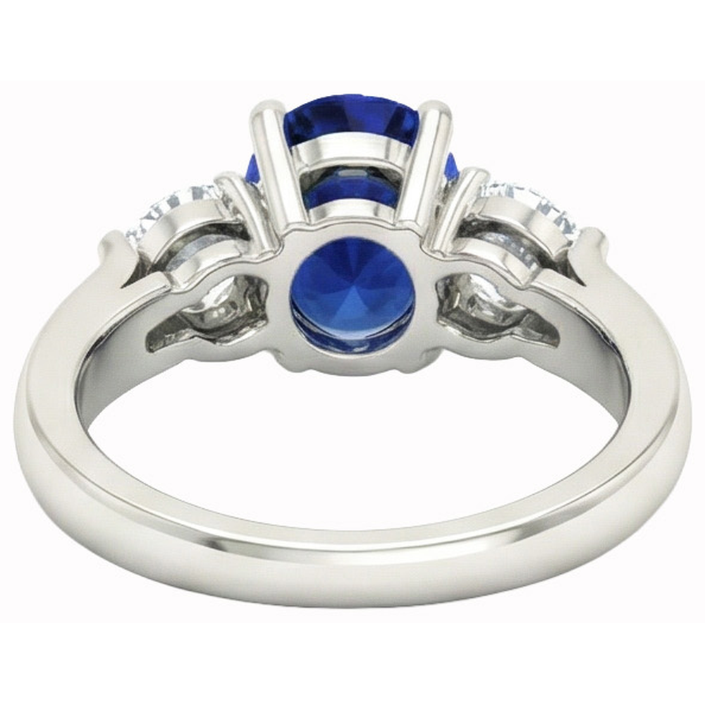 natural round sapphire 3ct ring profile view
