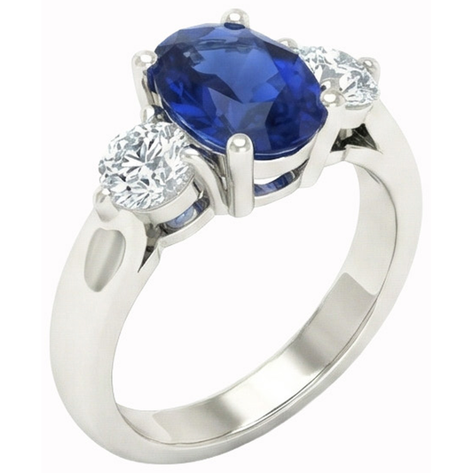 natural round sapphire 3ct ring front view