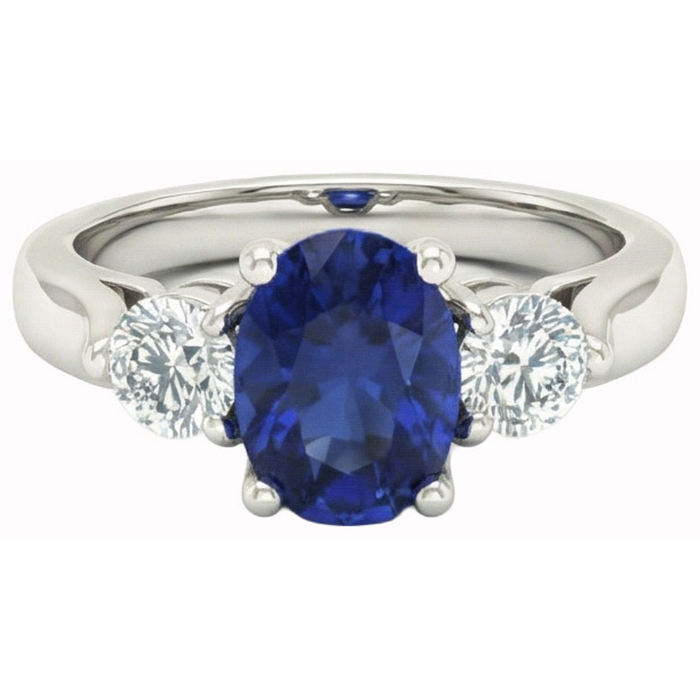 natural round sapphire 3ct ring side angle