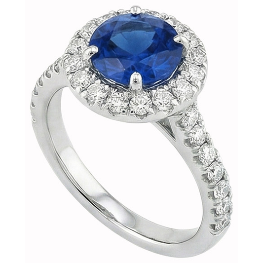 Ceylon Sapphire With Natural Earth Mined Diamond ( Not Lab Grown ) s Engagement Ring 3.90 Ct White Gold 14K