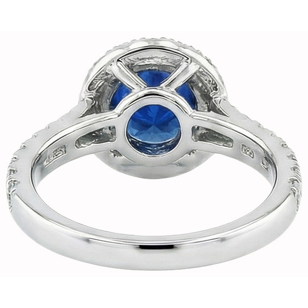 Ceylon Sapphire With Natural Earth Mined Diamond ( Not Lab Grown ) s Engagement Ring 3.90 Ct White Gold 14K