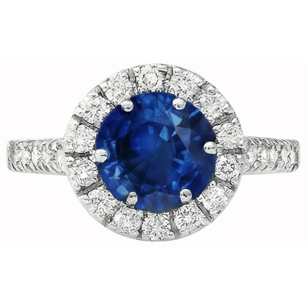 Ceylon Sapphire With Natural Earth Mined Diamond ( Not Lab Grown ) s Engagement Ring 3.90 Ct White Gold 14K