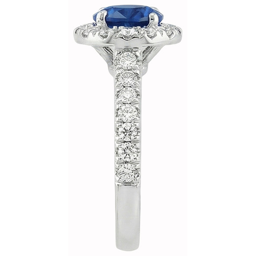 Ceylon Sapphire With Natural Earth Mined Diamond ( Not Lab Grown ) s Engagement Ring 3.90 Ct White Gold 14K
