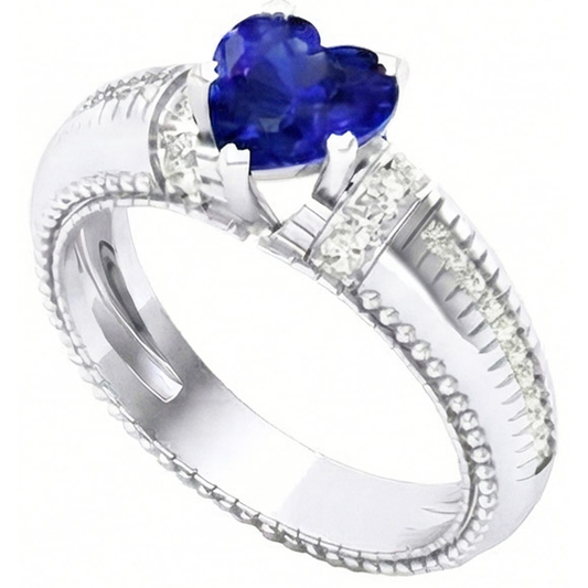 natural round sapphire 2ct ring front view