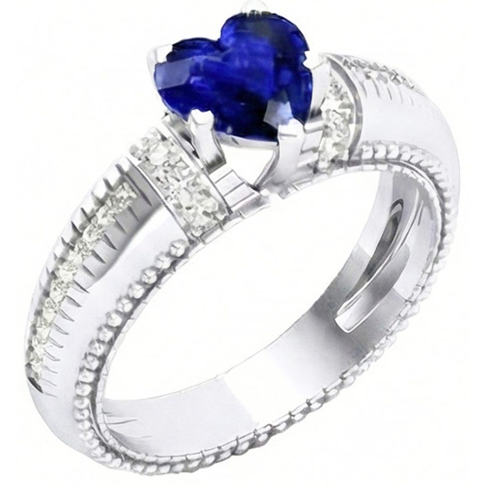 natural round sapphire 2ct ring side angle