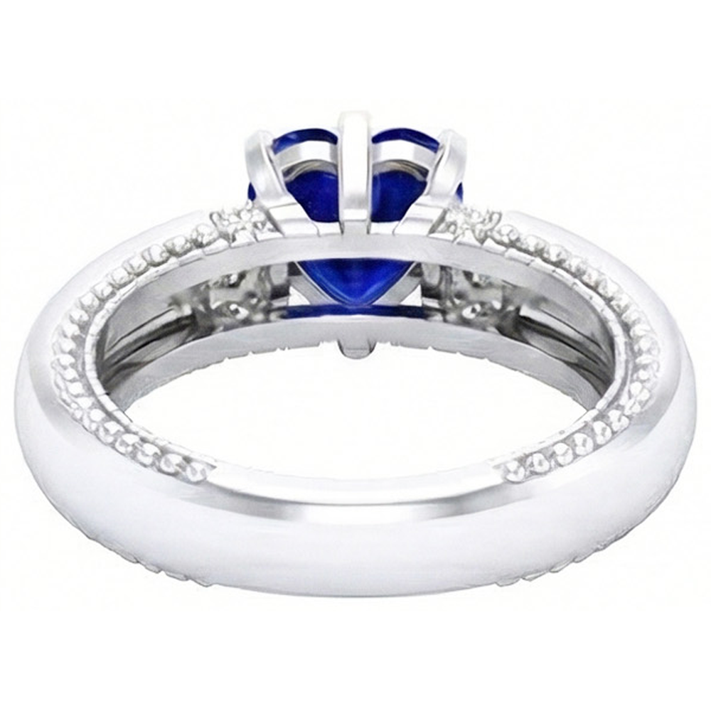 natural round sapphire 2ct ring top view