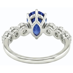 Natural Sapphire Ring 3ct - White Gold 14K