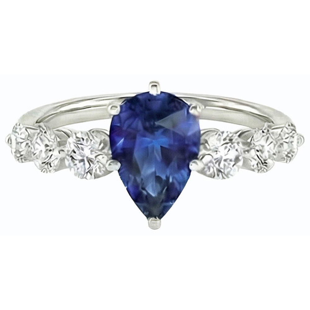 natural round sapphire 3ct ring close up detail