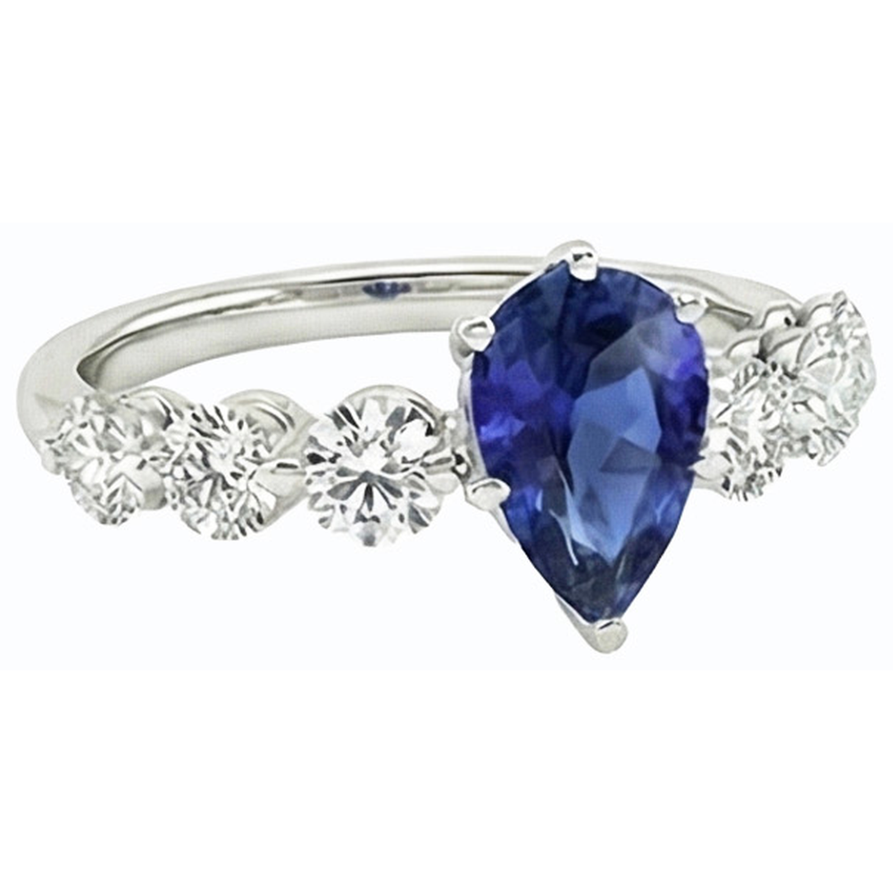 natural round sapphire 3ct ring top view