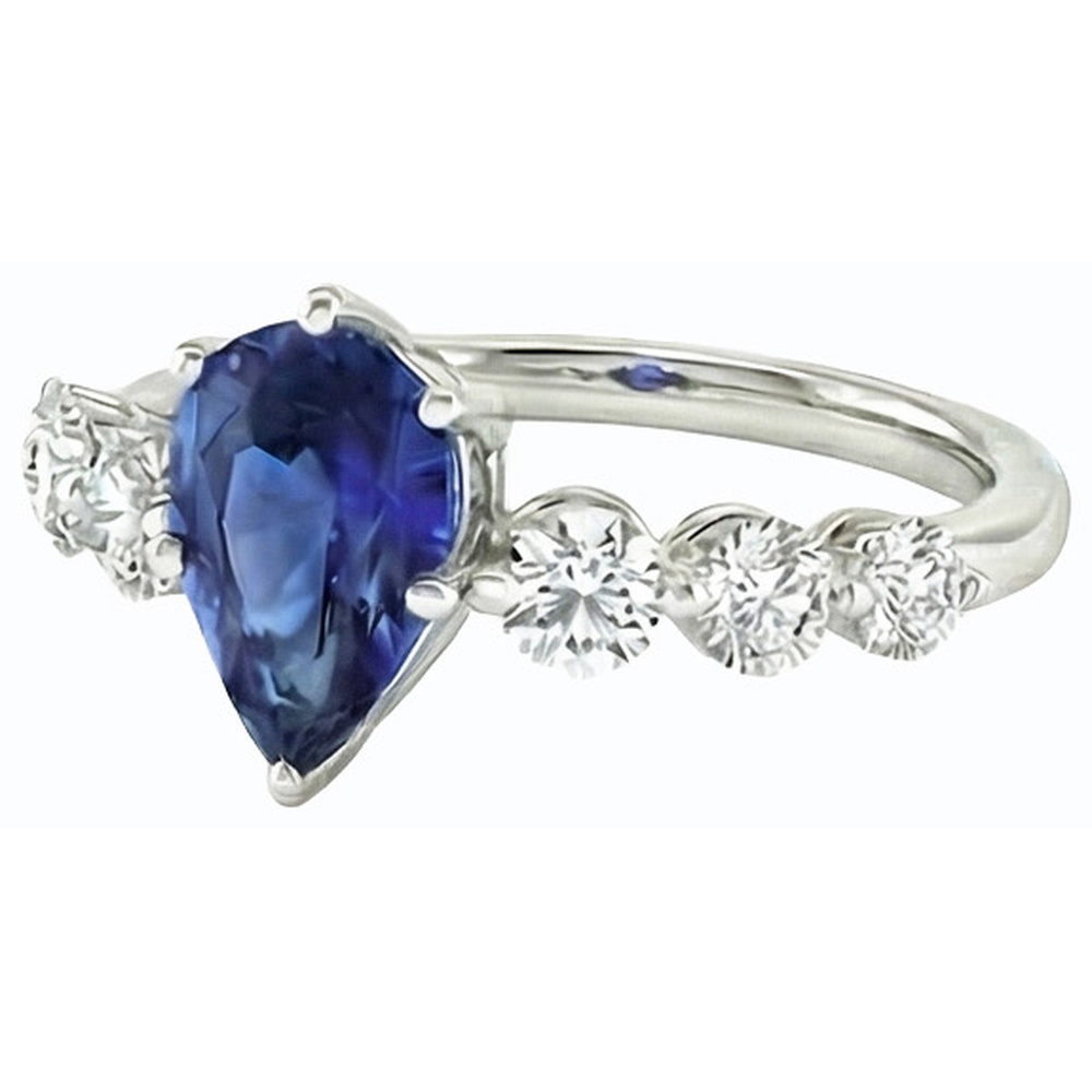 natural round sapphire 3ct ring profile view