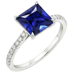 Natural Sapphire Ring 5.5ct - White Gold 14K