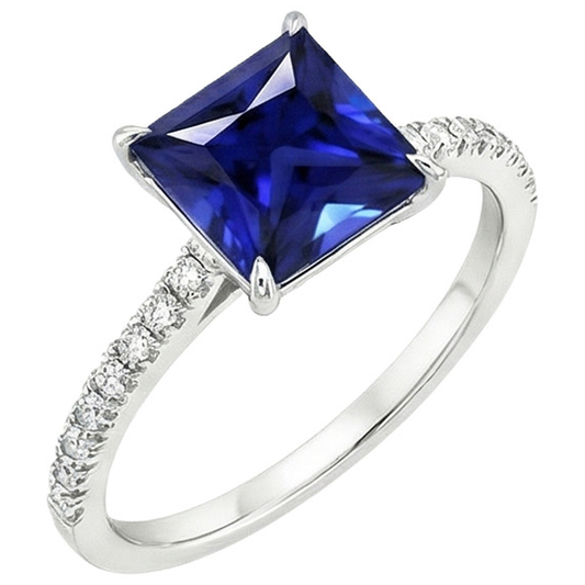 natural round sapphire 5.5ct ring side angle