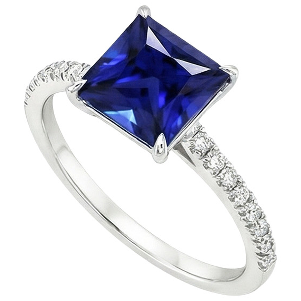 natural round sapphire 5.5ct ring close up detail