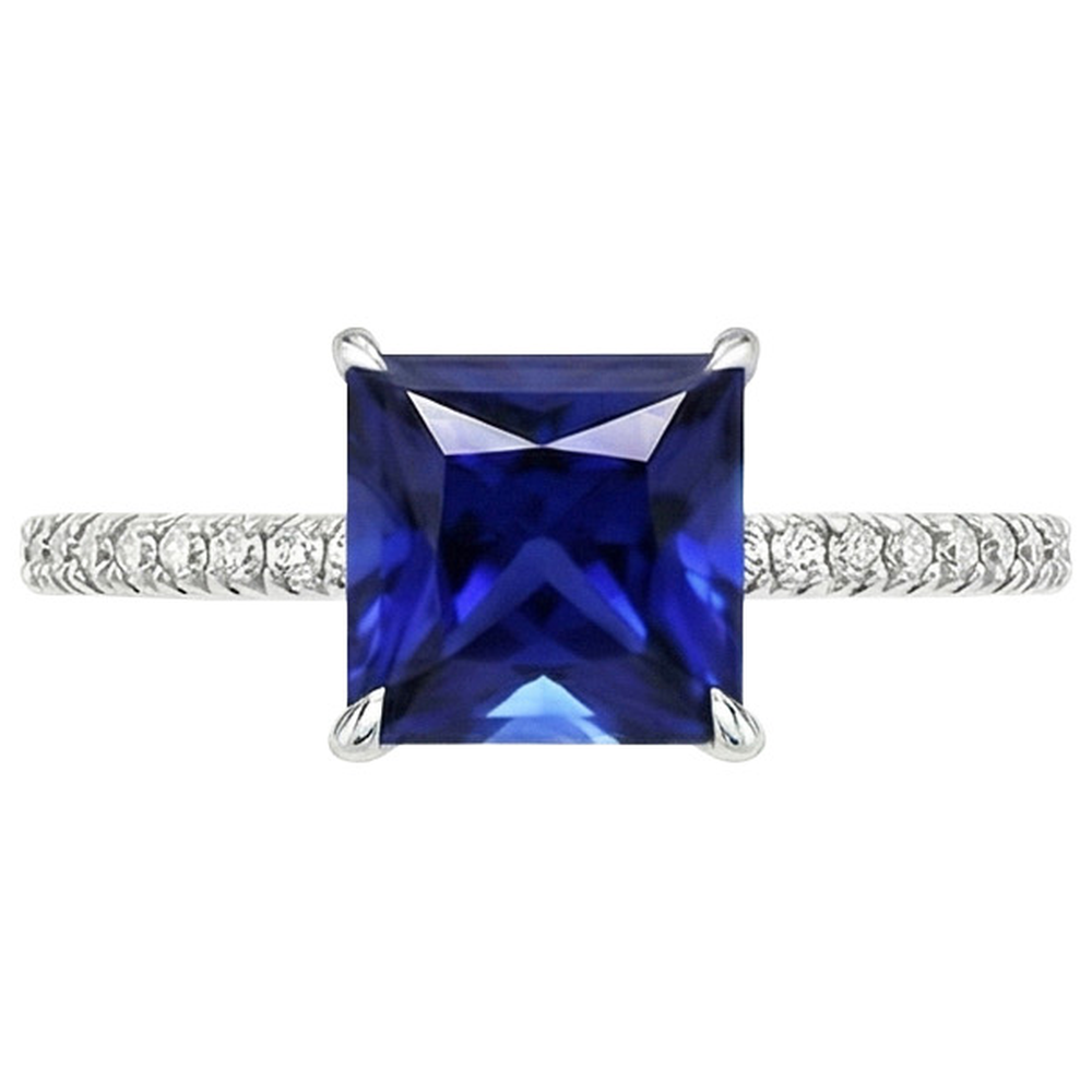 natural round sapphire 5.5ct ring profile view