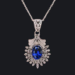 Ceylon Royal Blue Sapphire Vintage Style Pendant