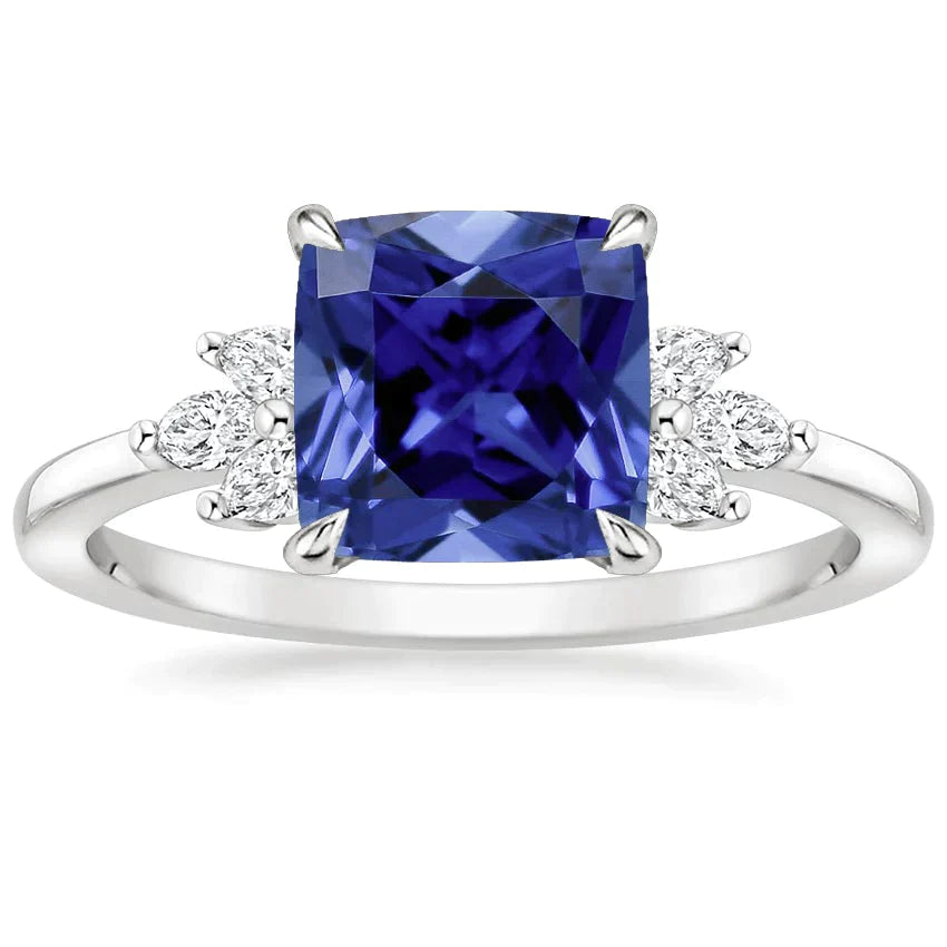 Ceylon Sapphire Marquise Diamond Ring