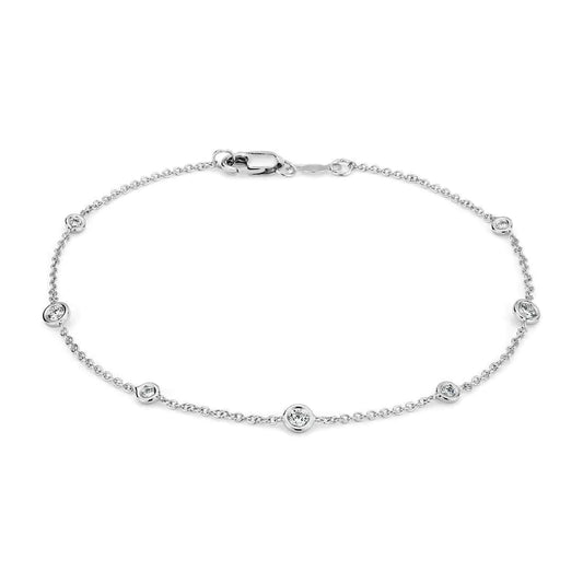 Chain Bracelet Real Diamond By The Yard Station White Gold 14K 3 Ct