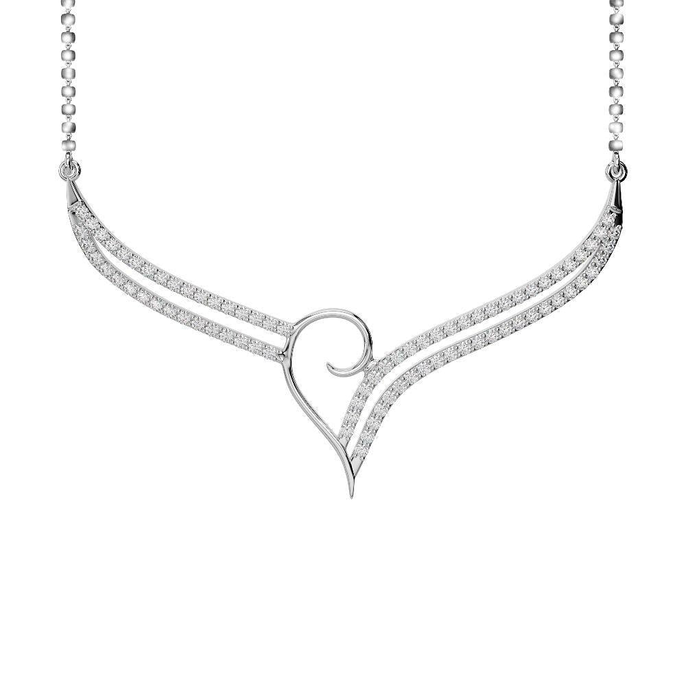 Chain Necklace Round Real Brilliant Cut 2 Ct Diamonds White Gold 14K