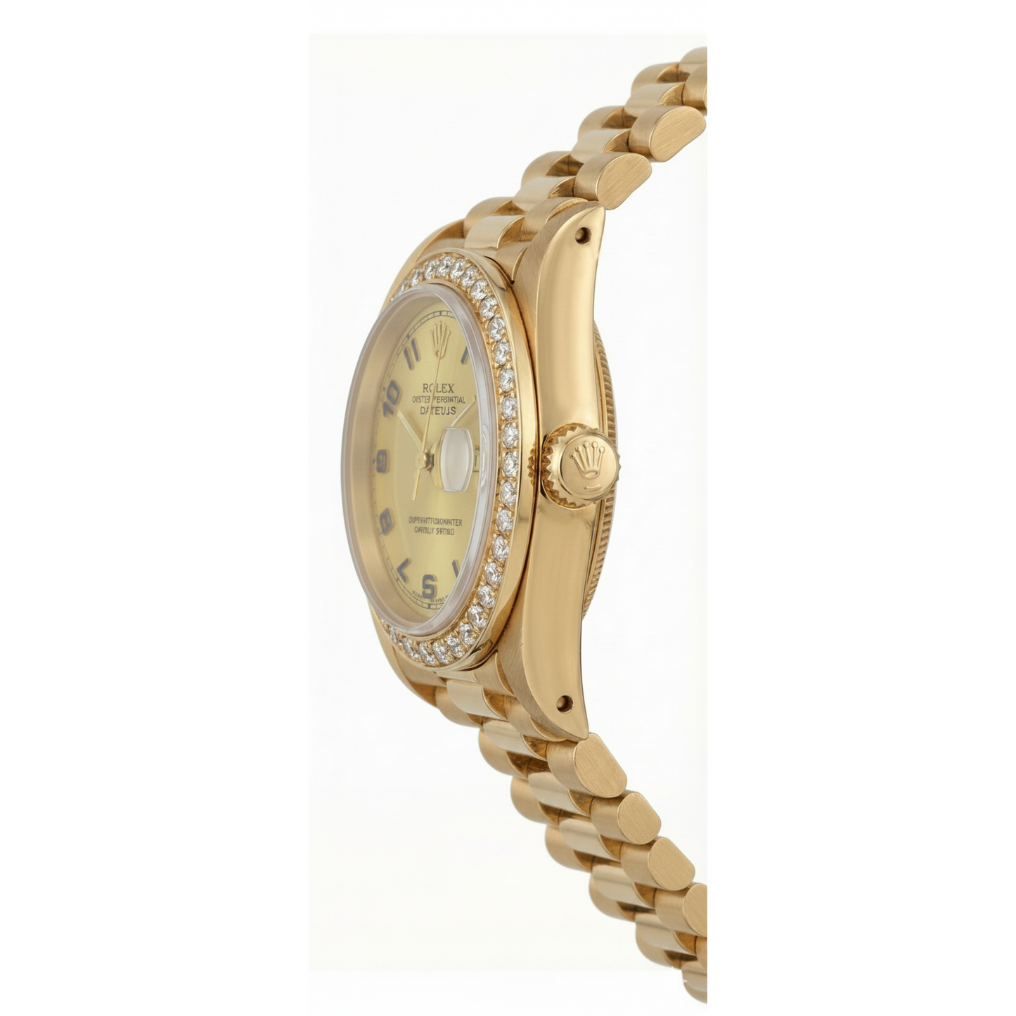 Champagne Arabic Dial Rolex Dj Watch Gold President Style Diamond