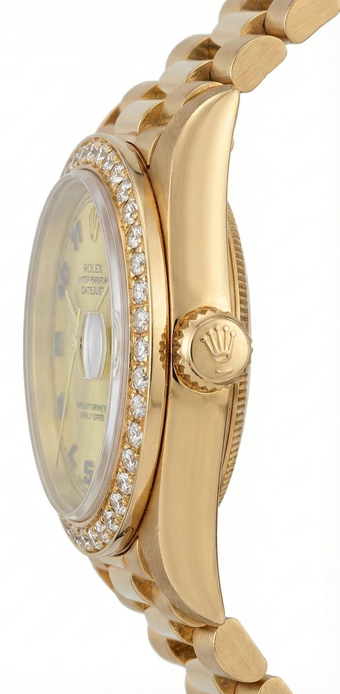Champagne Arabic Dial Rolex Dj Watch Gold President Style Diamond