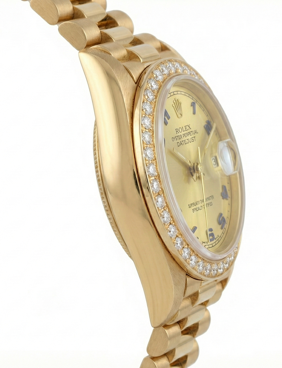 Champagne Arabic Dial Rolex Dj Watch Gold President Style Diamond