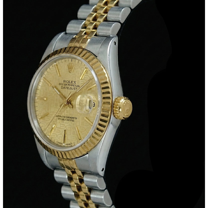 Champagne Stick Dial Datejust Women Watch Rolex Ss & Gold Jubilee