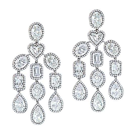 Chandelier Real Diamonds Women Earring Pair Jewelry WG Earring 4 Carat