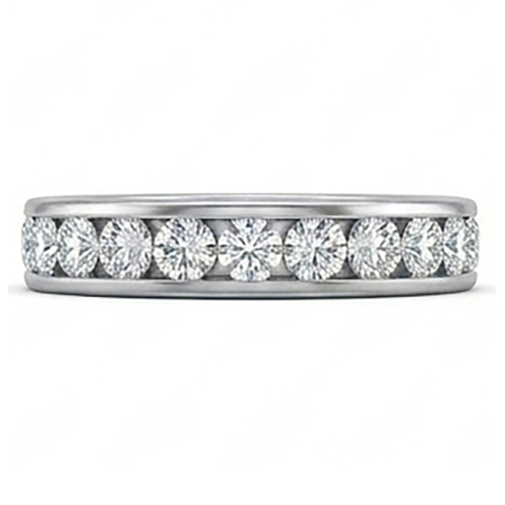 Channel Set 2.20 Ct Round Lab Grown Diamond Wedding Band Gold White 14K