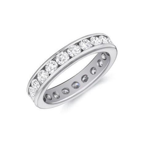 Channel Set 2.20 Ct Round Genuine Diamond Wedding Band Gold White 14K