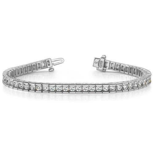 Channel Set 6.60 Ct Round Real Diamond Tennis Bracelet Solid White Gold 14K