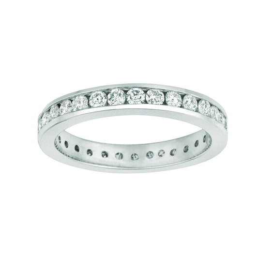 Channel Set Genuine Diamond Eternity Band 1.50 Carats 14K White Gold