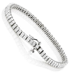 Channel Set Tennis Bracelet 7 Carats Genuine Diamonds White Gold 14K New