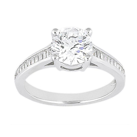 Channel Setting Real Diamond 2.31 Carat Engagement Solitaire Ring