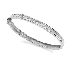 Channel Setting Round Real Diamond Ladies Bangle White Gold 5 Ct