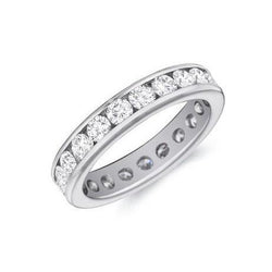 Channel Set 2.20 Ct Round Lab Grown Diamond Wedding Band Gold White 14K