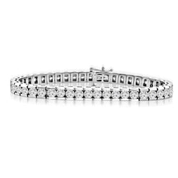 Channel Set Tennis Bracelet 9 Carats Round Cut Lab Grown Diamonds White Gold 14K
