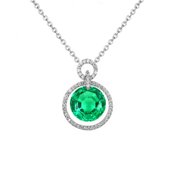 Emerald Precious Stone Pendant – Pavé 1 ct 14 Karat White Gold