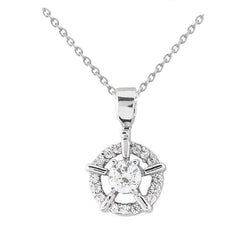 Circle Pendant Necklace 1.75 Ct. Round Cut Genuine Diamonds White Gold 14K