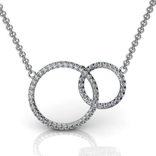 Circle Pendant Necklace 5 Carats Real Round Cut Diamonds White Gold 14K