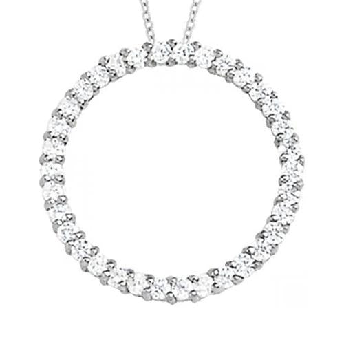 Circle Style Round Real Diamonds Pendant 1.20 Ct. Without Chain Gold 14K