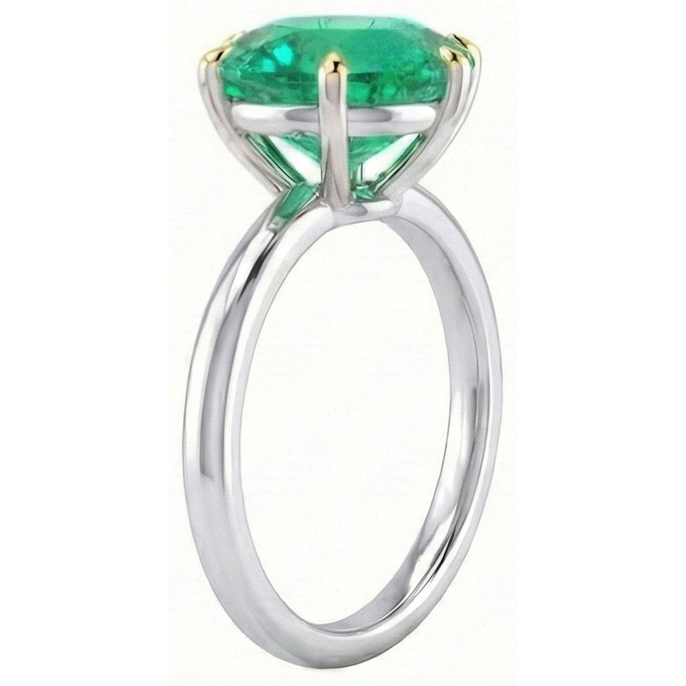 Colombian Emerald Gemstone Ring 4-ct Two-Tone 14K Gold – angle view