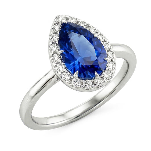natural round sapphire 6.75ct ring front view