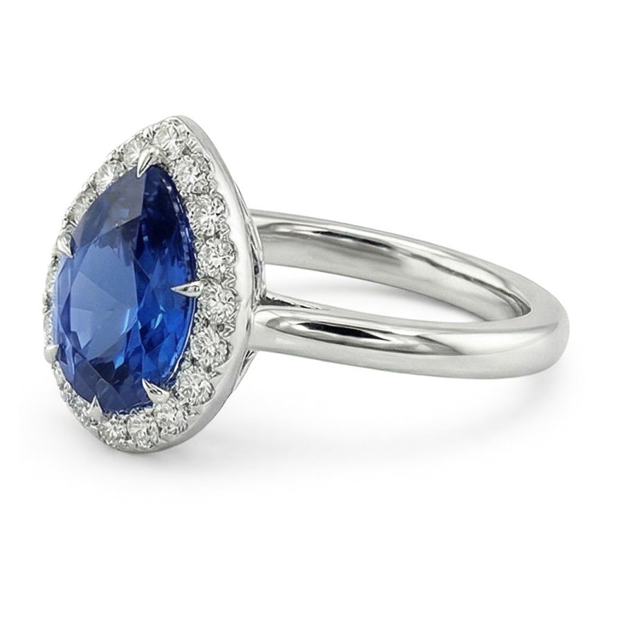 natural round sapphire 6.75ct ring side angle