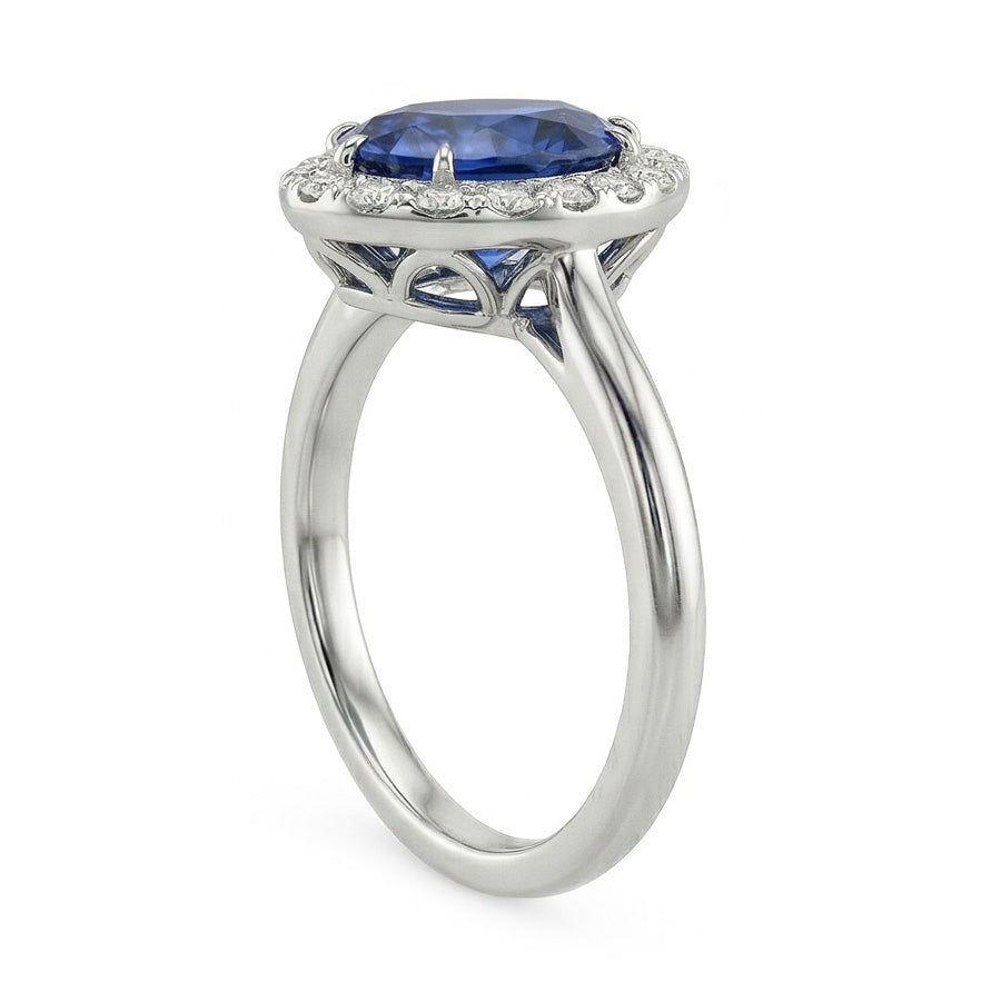 natural round sapphire 6.75ct ring top view
